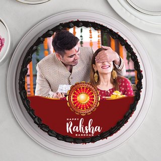 Top View of Raksha Bandhan Photo Cake